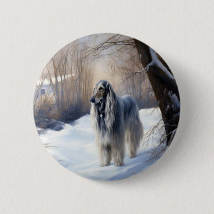 Afghan Hound Låt det snöa jul Knapp