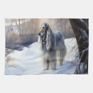 Afghan Hound Låt det snöa jul Kökshandduk