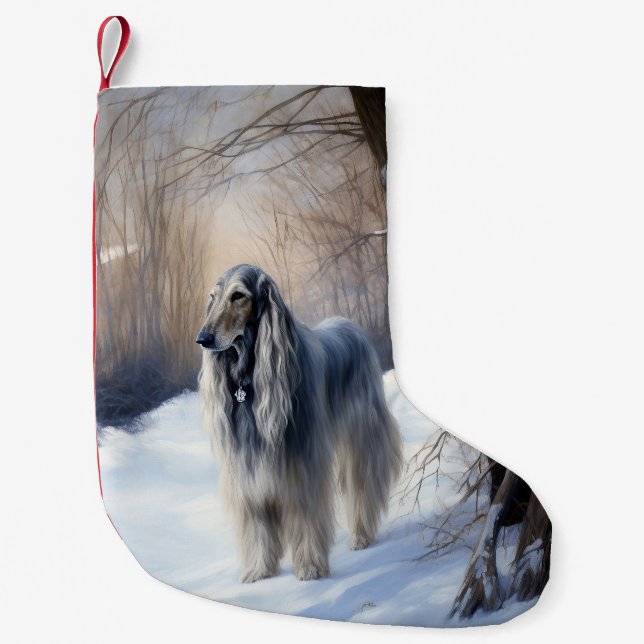 Afghan Hound Låt det snöa jul Liten Julstrumpa (Framsidan)