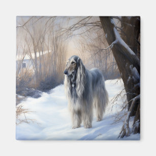Afghan Hound Låt det snöa jul Magnet