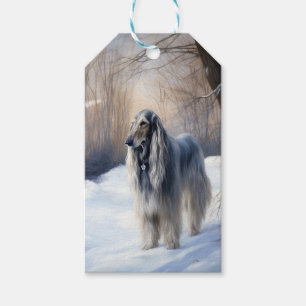 Afghan Hound Låt det snöa jul Presentetikett