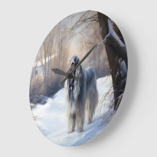 Afghan Hound Låt det snöa jul Stor Klocka