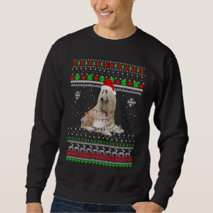 Afghan Hound Ljus Jul Pyjamas Xmas Tröja Lång Ärmad Tröja