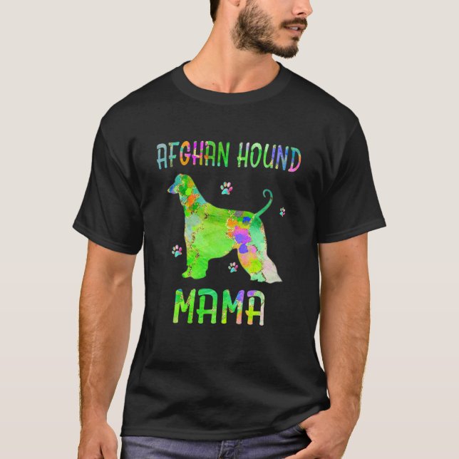 Afghan Hound Mamma Colorful Hund Mamma Älskare T Shirt (Framsida)