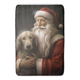 Afghan Hound med Jultomten Festive jul Badrumsmatta