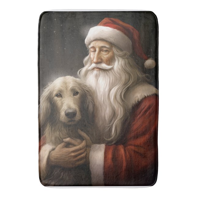 Afghan Hound med Jultomten Festive jul Badrumsmatta (Framsidan (Vertikal))