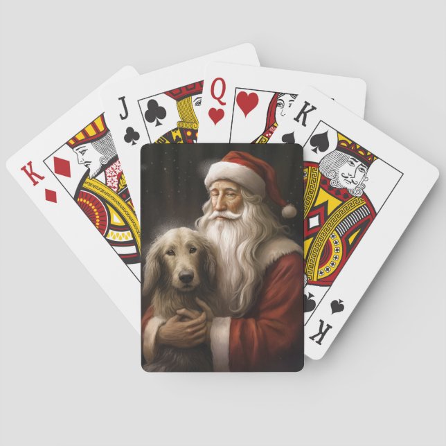 Afghan Hound med Jultomten Festive jul Casinokort (Baksidan)