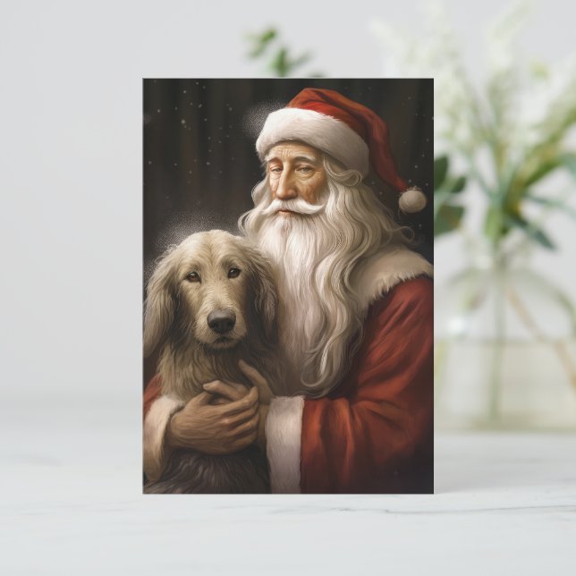 Afghan Hound med Jultomten Festive jul Kort (Stående Fram)