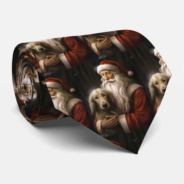 Afghan Hound med Jultomten Festive jul Slips (Rullad)
