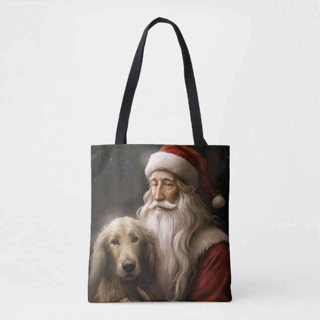 Afghan Hound med Jultomten Festive jul Tygkasse (Framsida)