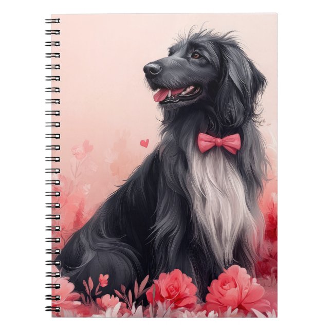 Afghan Hound med rosor - Alla hjärtans dag  Anteckningsbok (Framsidan)