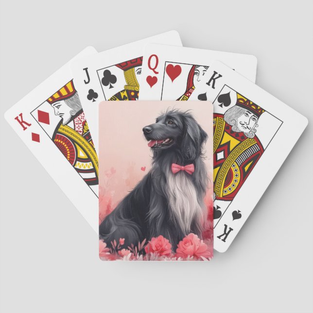 Afghan Hound med rosor - Alla hjärtans dag  Casinokort (Baksidan)