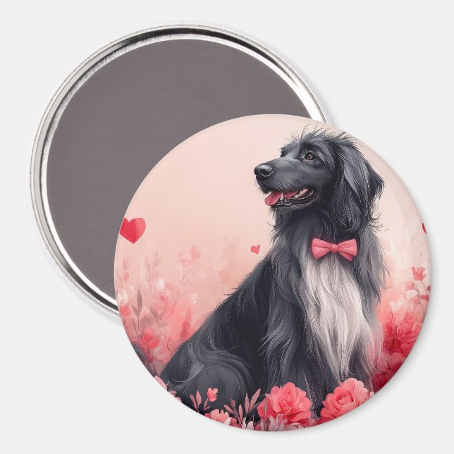 Afghan Hound med rosor - Alla hjärtans dag  Magnet (Front/Back)