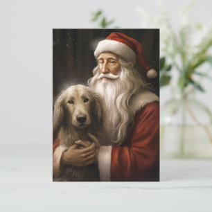 Afghan Hound med Santa Claus Festive Jul Kort