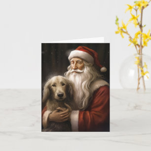 Afghan Hound med Santa Claus Festive Jul Kort