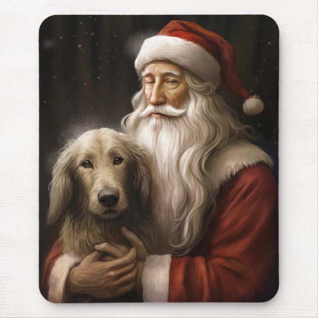 Afghan Hound med Santa Claus Festive Jul Musmatta (Framsidan)