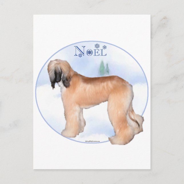 Afghan Hound Noel Helg Vykort (Framsida)