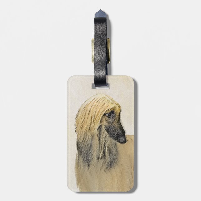 Afghan Hound Painting - Cute Original Hund Art Bagagebricka (Baksidan Lodrät)