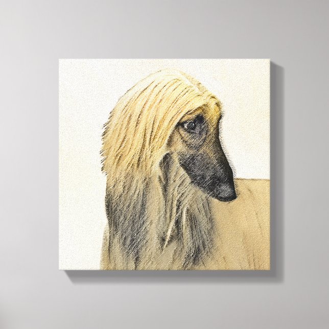 Afghan Hound Painting - Cute Original Hund Art Canvastryck (Framsida)