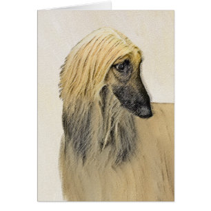 Afghan Hound Painting - Cute Original Hund Art Hälsningskort