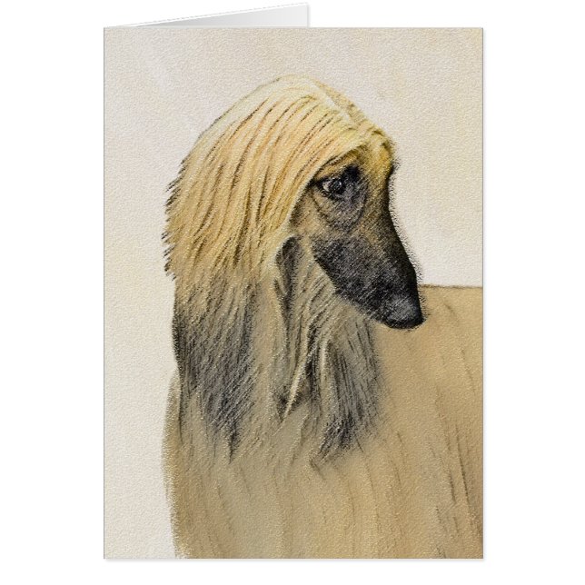Afghan Hound Painting - Cute Original Hund Art Hälsningskort (Framsidan)