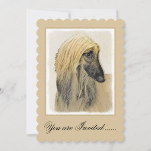 Afghan Hound Painting - Cute Original Hund Art Inbjudningar