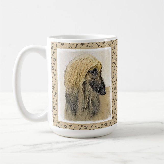 Afghan Hound Painting - Cute Original Hund Art Kaffemugg (Vänster)