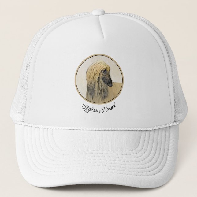 Afghan Hound Painting - Cute Original Hund Art Keps (Framsida)