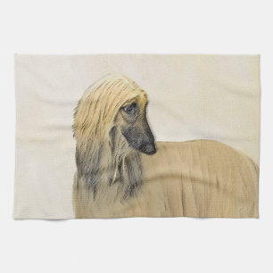 Afghan Hound Painting - Cute Original Hund Art Kökshandduk