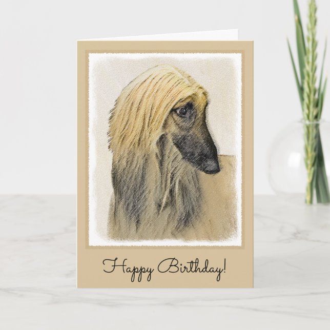 Afghan Hound Painting - Cute Original Hund Art Kort (Framsida)
