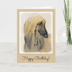 Afghan Hound Painting - Cute Original Hund Art Kort