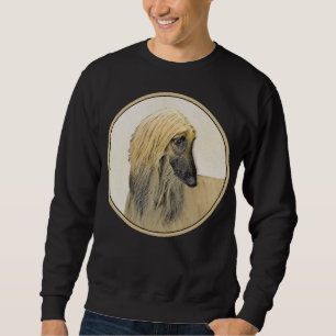 Afghan Hound Painting - Cute Original Hund Art Lång Ärmad Tröja