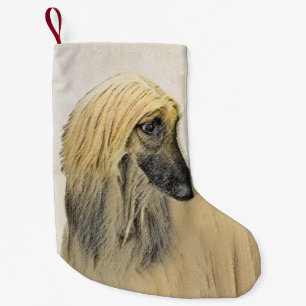 Afghan Hound Painting - Cute Original Hund Art Liten Julstrumpa