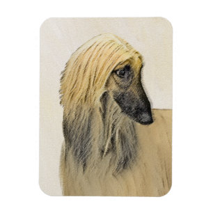 Afghan Hound Painting - Cute Original Hund Art Magnet