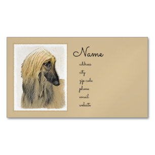 Afghan Hound Painting - Cute Original Hund Art Magnetiska Visitkort