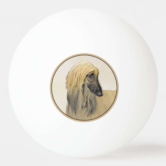 Afghan Hound Painting - Cute Original Hund Art Pingisboll (Framsidan)