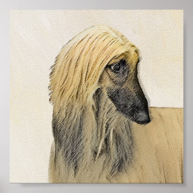 Afghan Hound Painting - Cute Original Hund Art Poster (Framsidan)