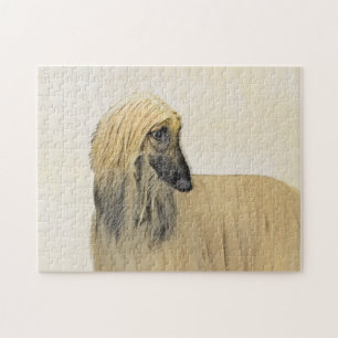 Afghan Hound Painting - Cute Original Hund Art Pussel