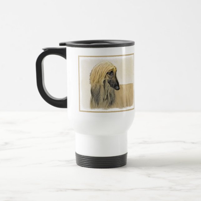 Afghan Hound Painting - Cute Original Hund Art Resemugg (Vänster)