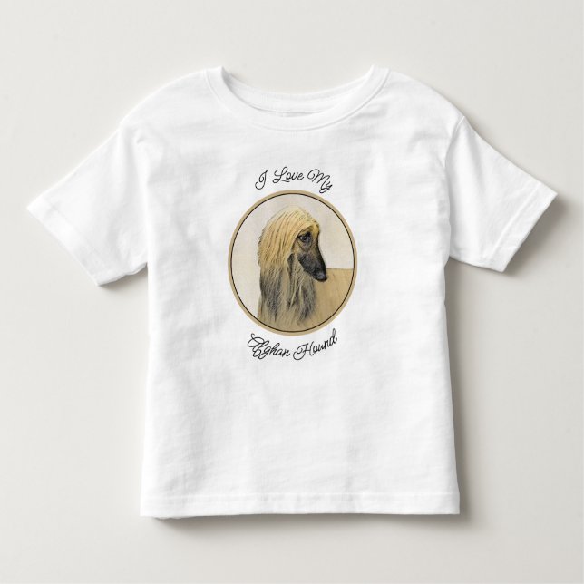 Afghan Hound Painting - Cute Original Hund Art T Shirt (Framsida)