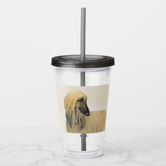 Afghan Hound Painting - Cute Original Hund Art Take Away Mugg (Framsida)
