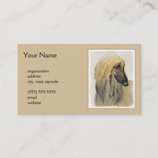 Afghan Hound Painting - Cute Original Hund Art Visitkort (Framsida)