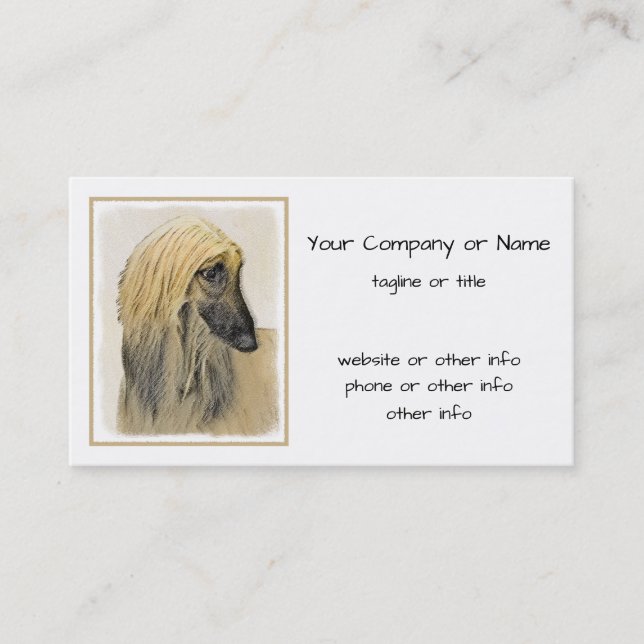 Afghan Hound Painting - Cute Original Hund Art Visitkort (Framsida)