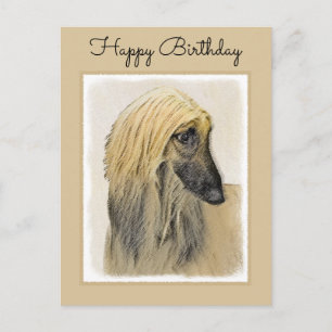Afghan Hound Painting - Cute Original Hund Art Vykort