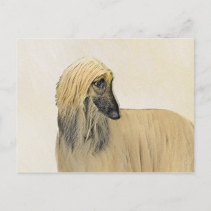 Afghan Hound Painting - Cute Original Hund Art Vykort