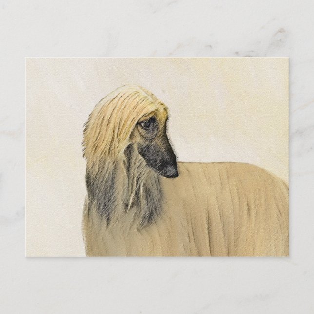 Afghan Hound Painting - Cute Original Hund Art Vykort (Framsida)