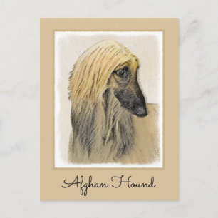 Afghan Hound Painting - Cute Original Hund Art Vykort