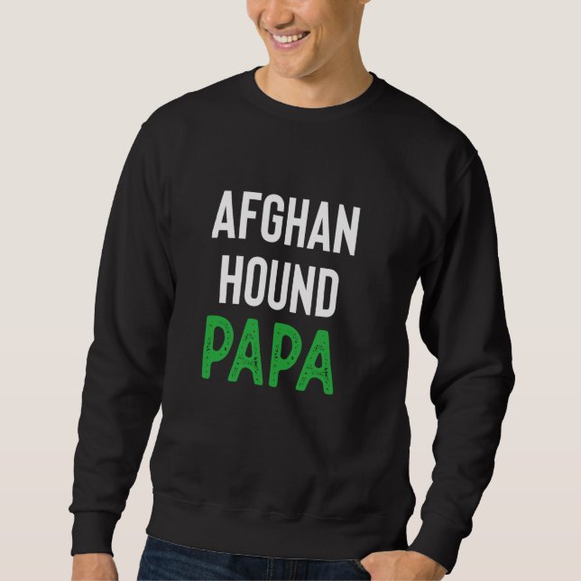 Afghan Hound Pappa Lång Ärmad Tröja (Framsida)