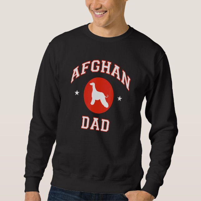 Afghan Hound Pappa Lång Ärmad Tröja (Framsida)