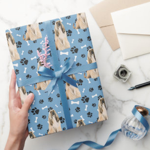 Afghan Hound Paw Print Mönster på Blue Presentpapper
